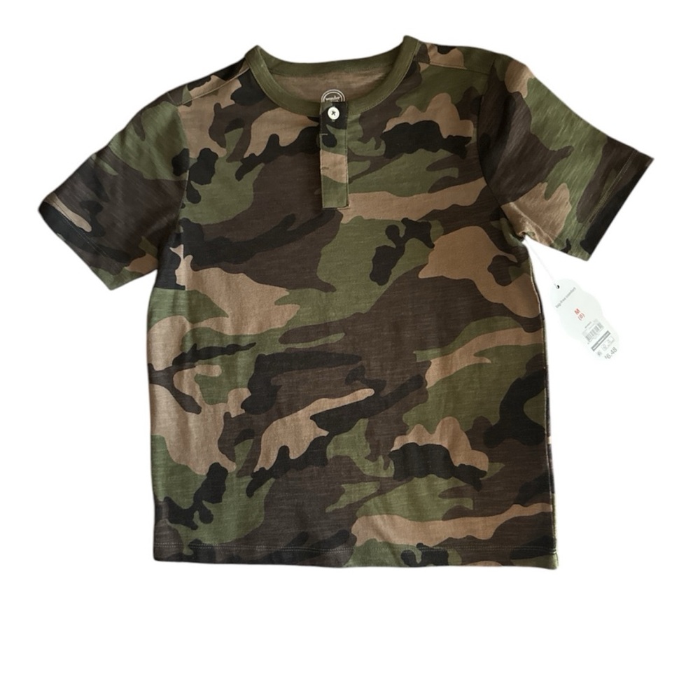 boys camouflage Henley T-shirt